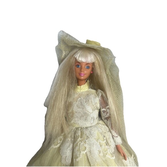 Barbie 1991 Face On 1966 Body Twist & Turn Bridal Handmade Dress & Veil READ Vtg - Picture 3 of 16
